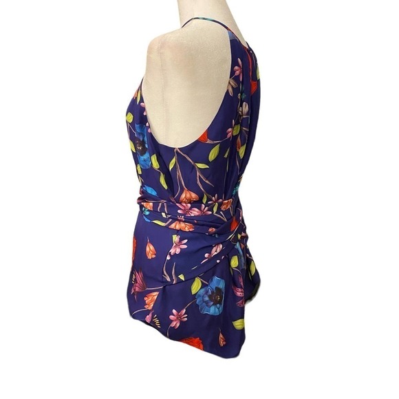 Parker Blue silk Halter Neck Front Tie Waist Floral Tank Top Womens Size Medium - Picture 6 of 11